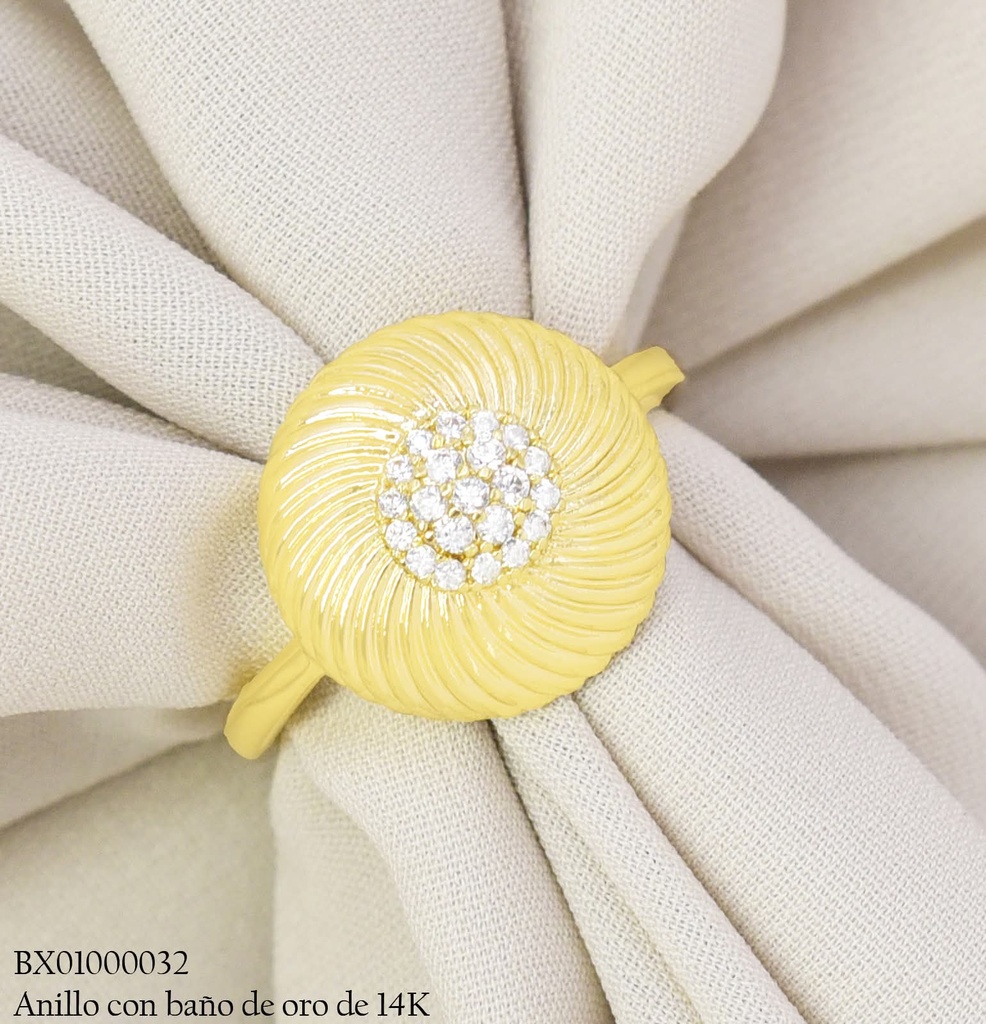 ANILLO BAÑO DE ORO 14K. XUPING RD ZIRC. CENTRO  RE390-428 012026
