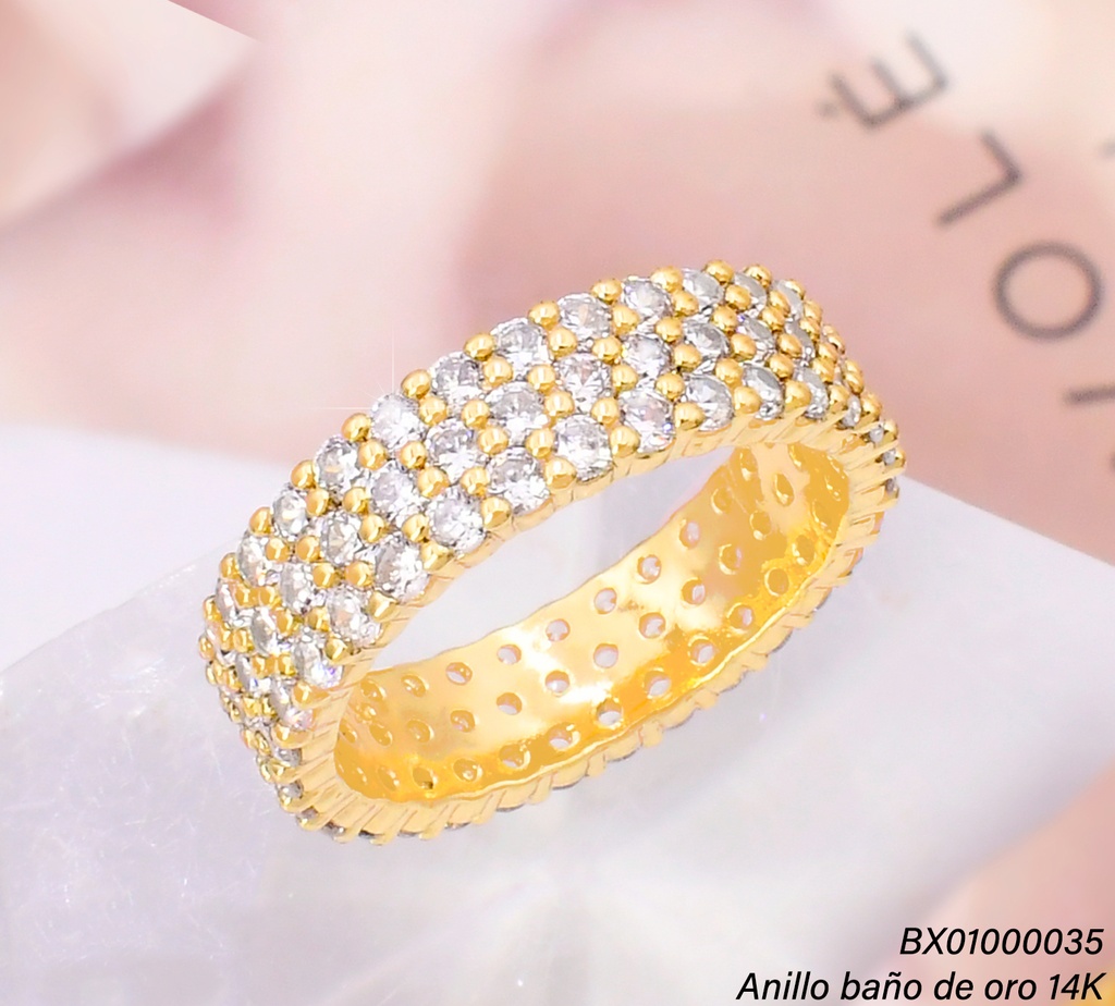 ANILLO BAÑO DE ORO 14K. XUPING  ZIRC. RD.  RE393-428 012026