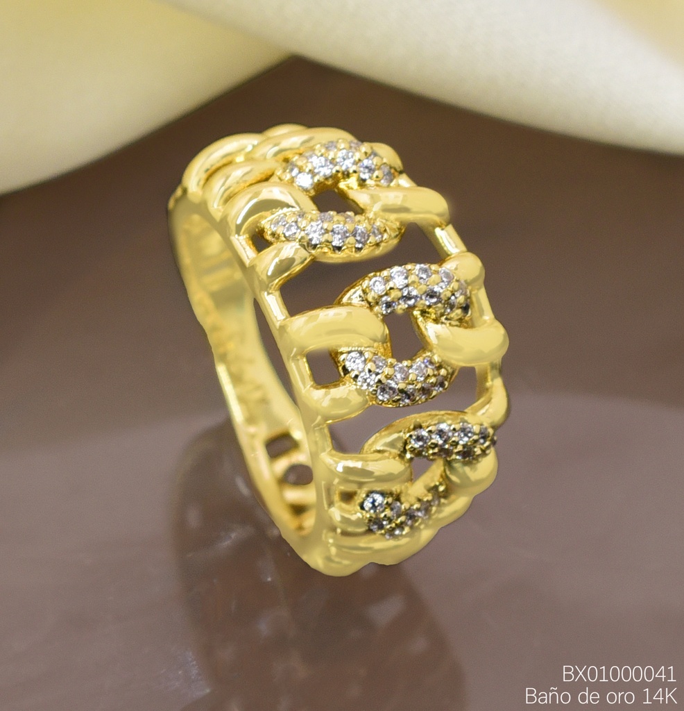 ANILLO BAÑO DE ORO 14K. XUPING CAD/ZIRC. RE400-428 012026