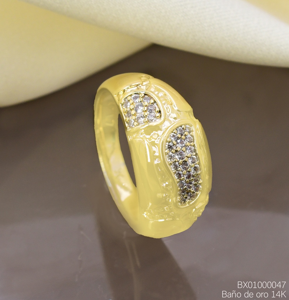 ANILLO BAÑO DE ORO 14K. XUPING OV IRREG. ZIRC.  RE409-428 012026