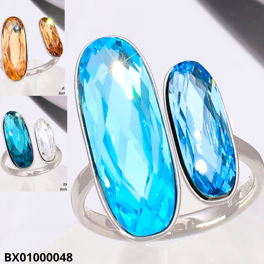 ANILLO BAÑO PLATEADO. ZIRC. OV COLORES RE410-428 012026 XUPING