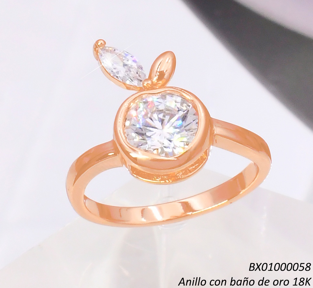 ANILLO BAÑO DE ORO 18K. XUPING MANZANA ZIRC. RE420-427 012026