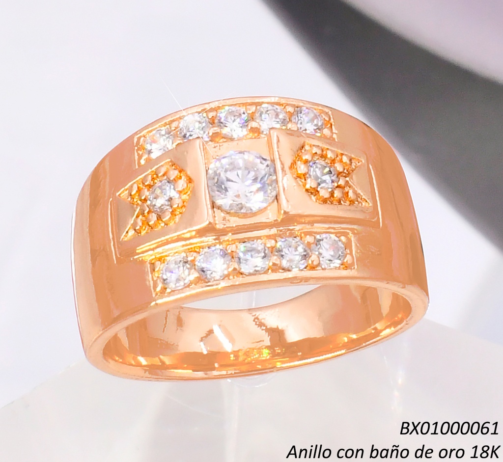 ANILLO BAÑO DE ORO 18K. XUPING GRABADO ZIRC. RE423-427 012026