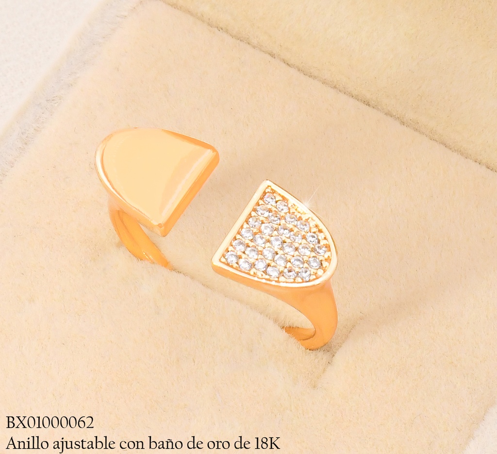ANILLO BAÑO DE ORO 18K. XUPING OV. SEMI ABIERTO ZIRC. OV RE426-427 012026