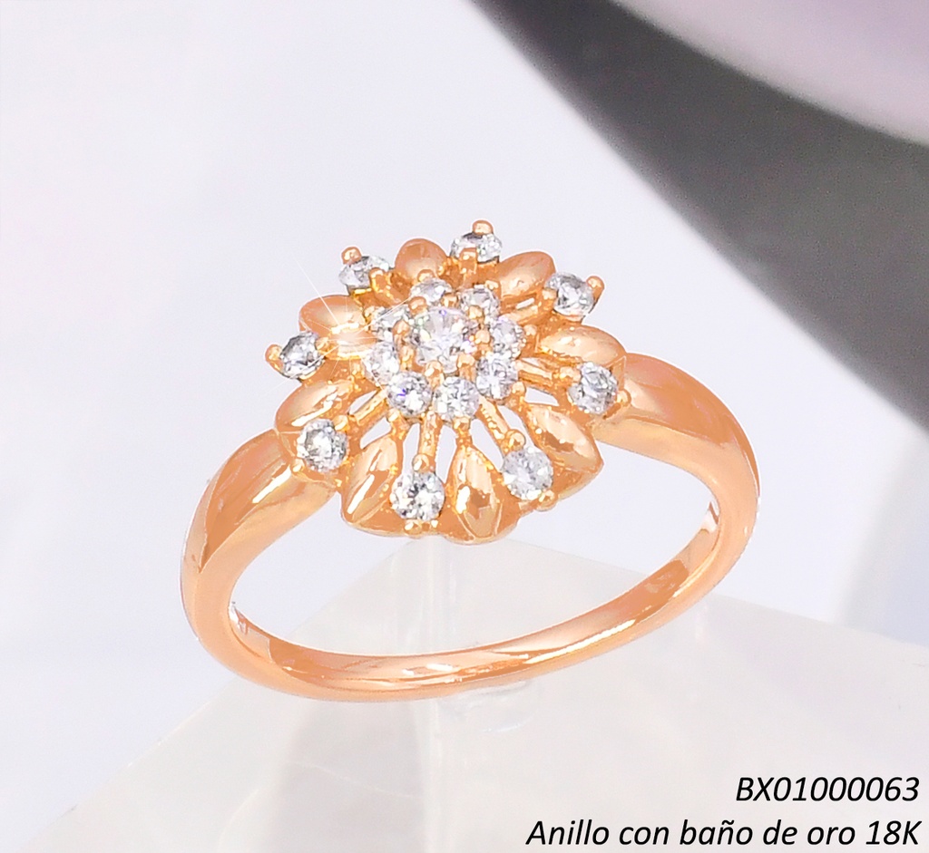 ANILLO BAÑO DE ORO 18K. XUPING FLOR ZIRC. RE427-427 012026