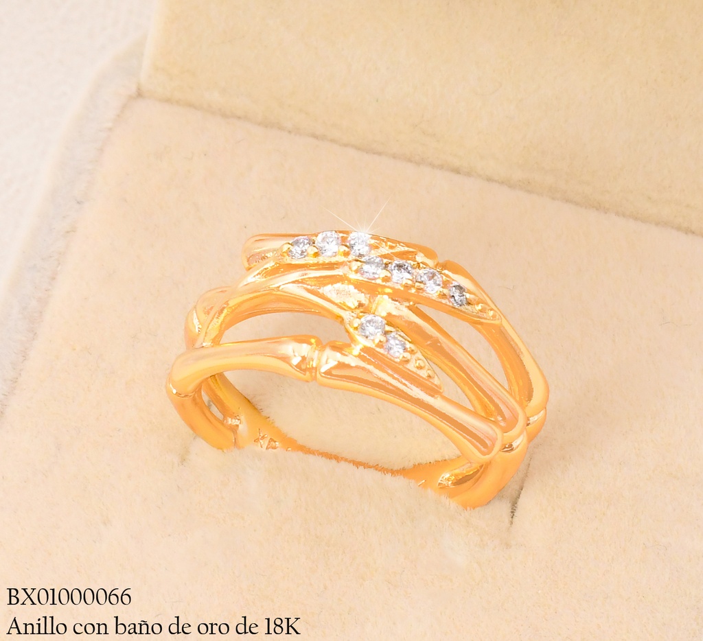 ANILLO BAÑO DE ORO 18K. XUPING ESPIGAS/ZIRC. RE430-427 012026