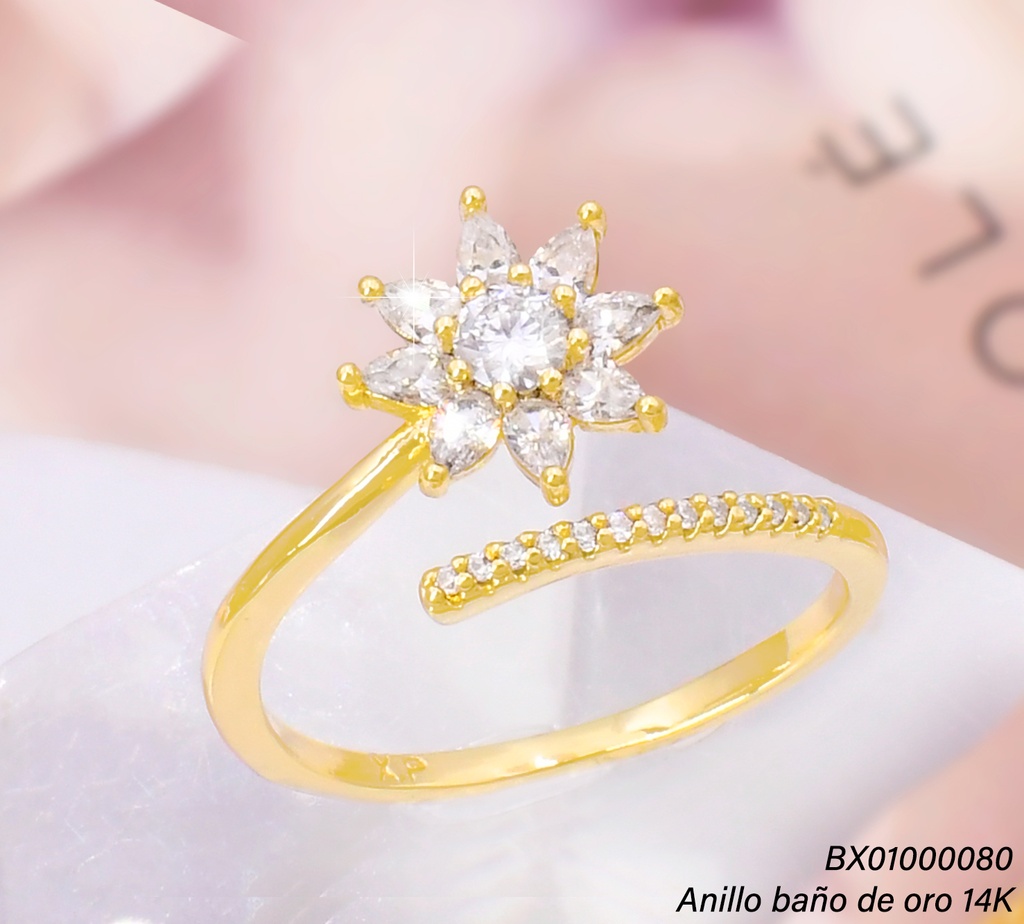 ANILLO BAÑO DE ORO 14K. XUPING AJUSTABLE  FLOR. RE471-428 012026