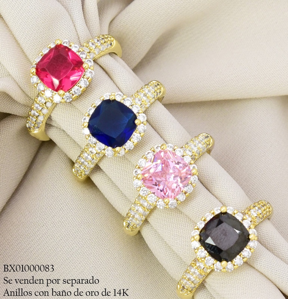 ANILLO BAÑO DE ORO 14K. XUPING ZIRC. CUADRO/COLORES RE474-428 012026