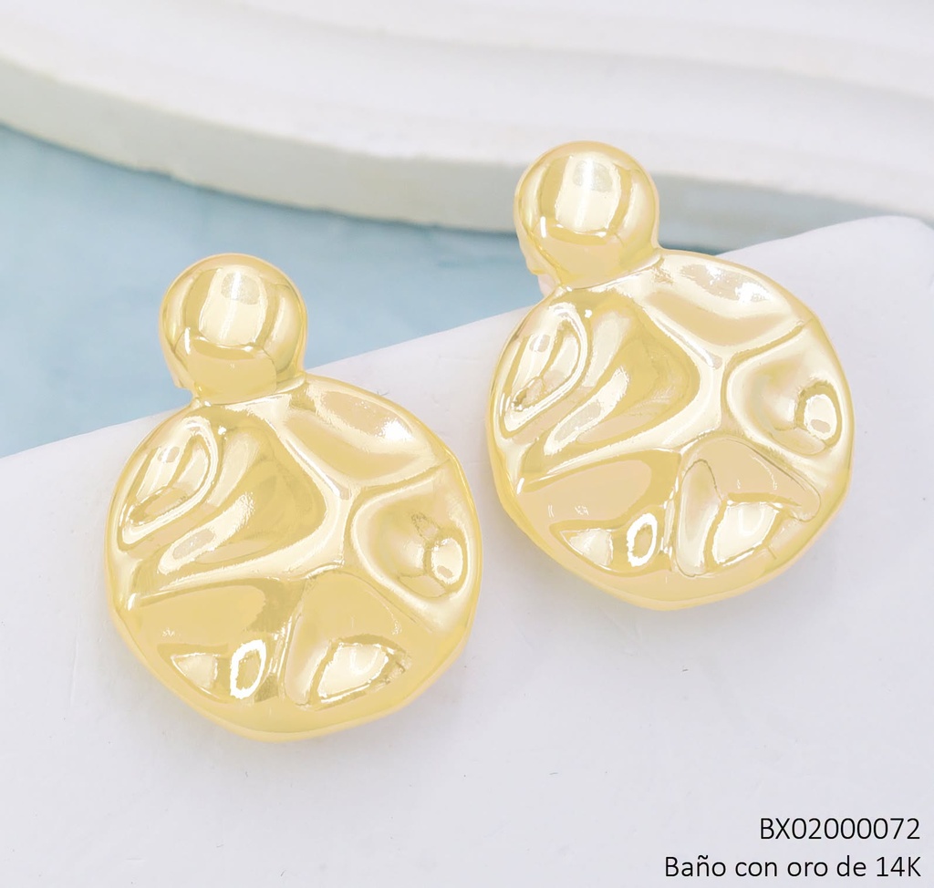 ARETES BAÑO DE ORO 14K. XUPING RD. CORRUG. EE5247-427 012026