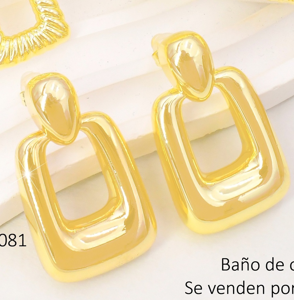 ARETES BAÑO DE ORO 14K. XUPING RECT. INFLA. EE5256-427 012026