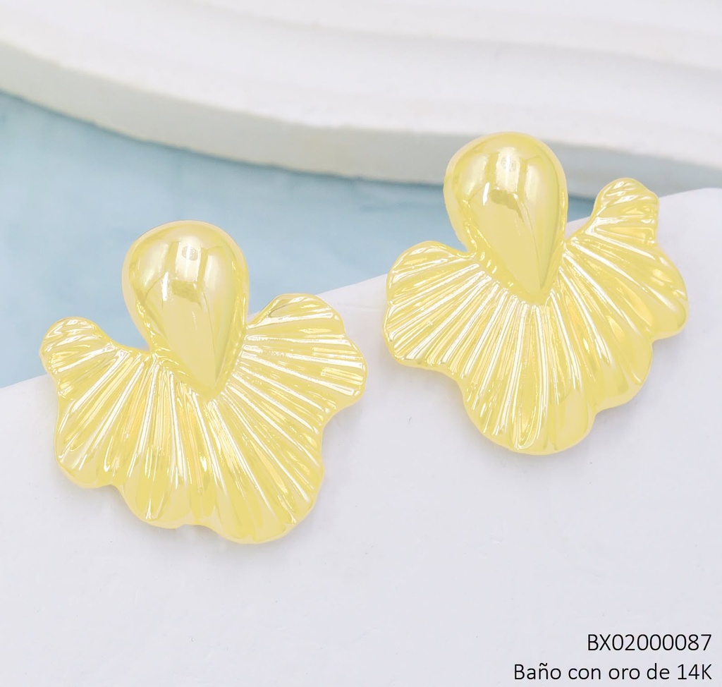 ARETES BAÑO DE ORO 14K. XUPING HOJA LINEA/GOTA EE5262-427 012026