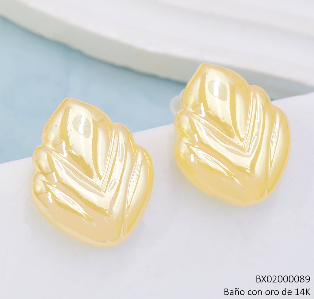 ARETES BAÑO DE ORO 14K. XUPING HOJA INF.C/LINEAS EE5264-427 012026