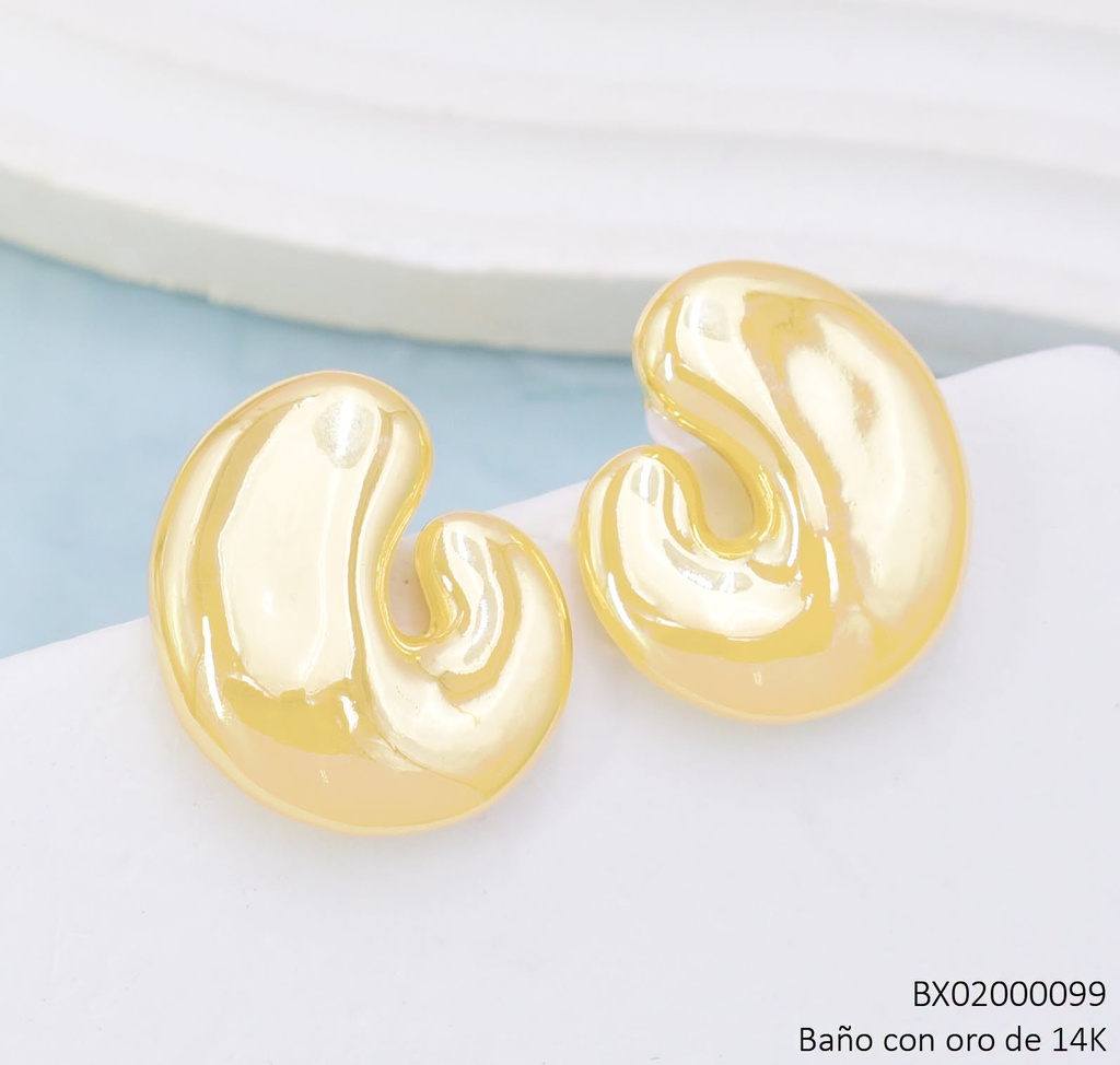 ARETES BAÑO DE ORO 14K. XUPING "J" INFLAD. EE5274-427 012026