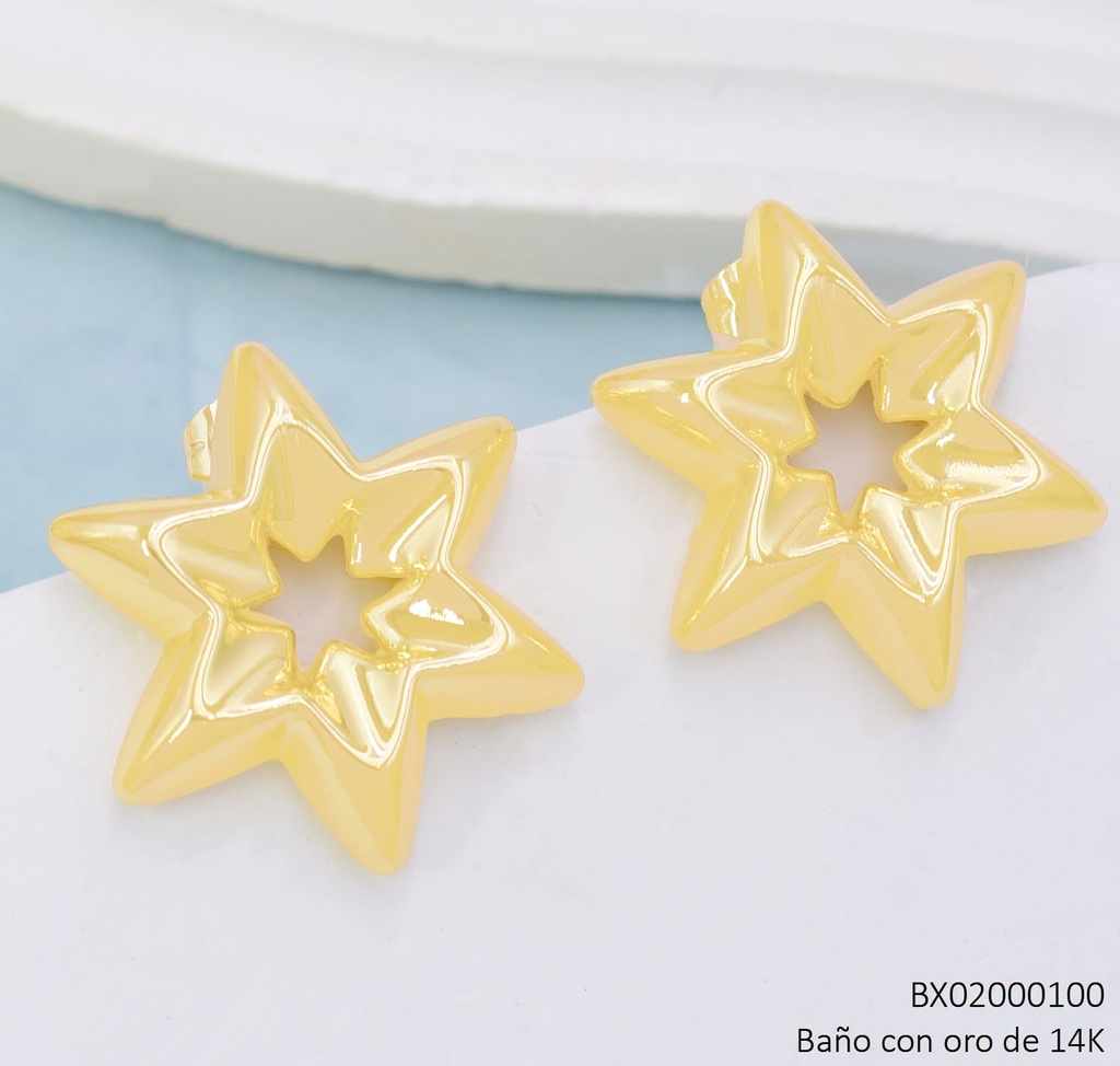 ARETES BAÑO DE ORO 14K. XUPING ESTRELLA CROQUI EE5275-427 012026
