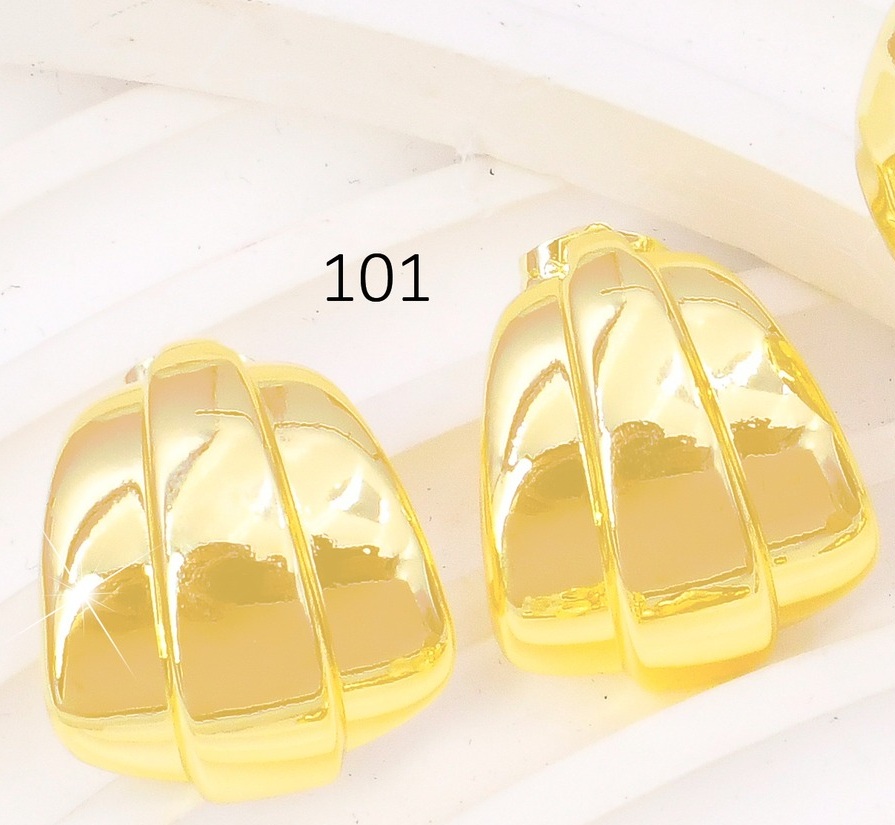 ARETES BAÑO DE ORO 14K. XUPING 3 FRANJAS VERT. EE5276-427 012026