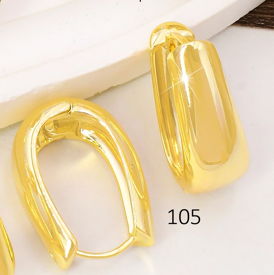 ARETES BAÑO DE ORO 14K. XUPING "J" INFLAD. EE5280-427 012026