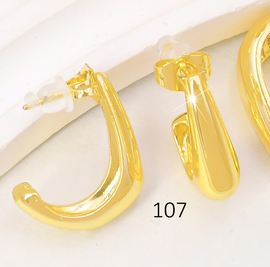 ARETES BAÑO DE ORO 14K. XUPING "J" INFLAD. EE5282-427 012026