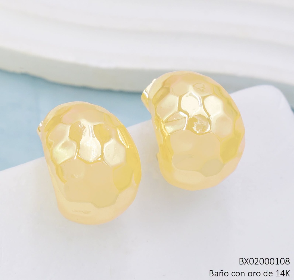 ARETES BAÑO DE ORO 14K. XUPING "C" HEXAGONO EE5283-427 012026