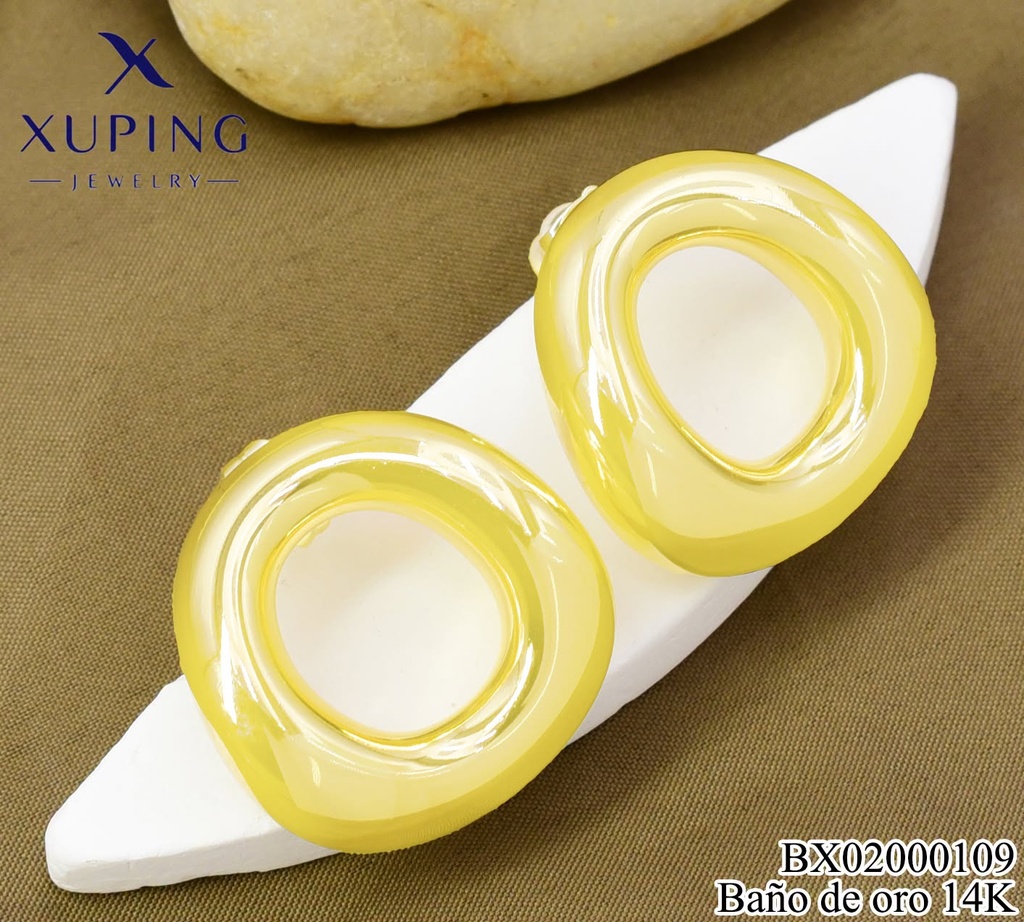 ARETES BAÑO DE ORO 14K. XUPING CIRC. INFLAD. EE5284-427/EE5535-427 012026