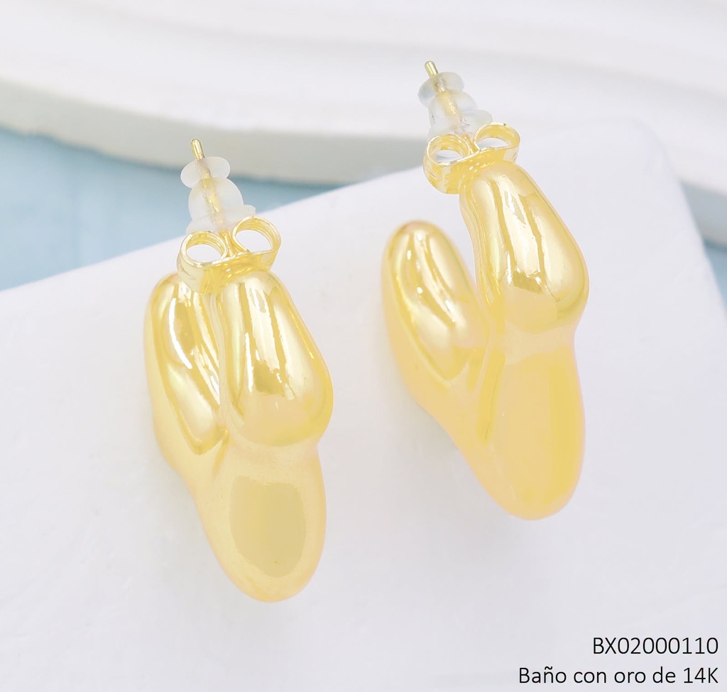 ARETES BAÑO DE ORO 14K. XUPING "J" INFLADA EE5285-427 012026