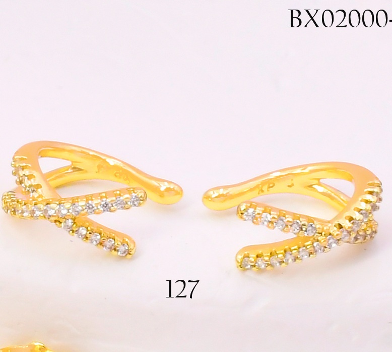 ARETES HUGGIES BAÑO DE ORO 14K. XUPING "X" ZIRC. EE5302-427 012026