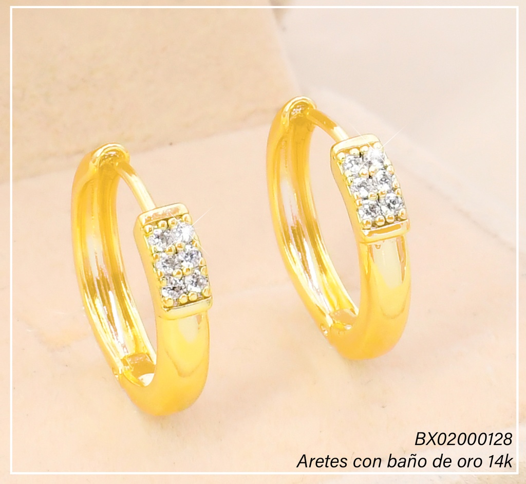ARETES HUGGIES BAÑO DE ORO 14K. XUPING "C" ZIRC. EE5303-427 012026