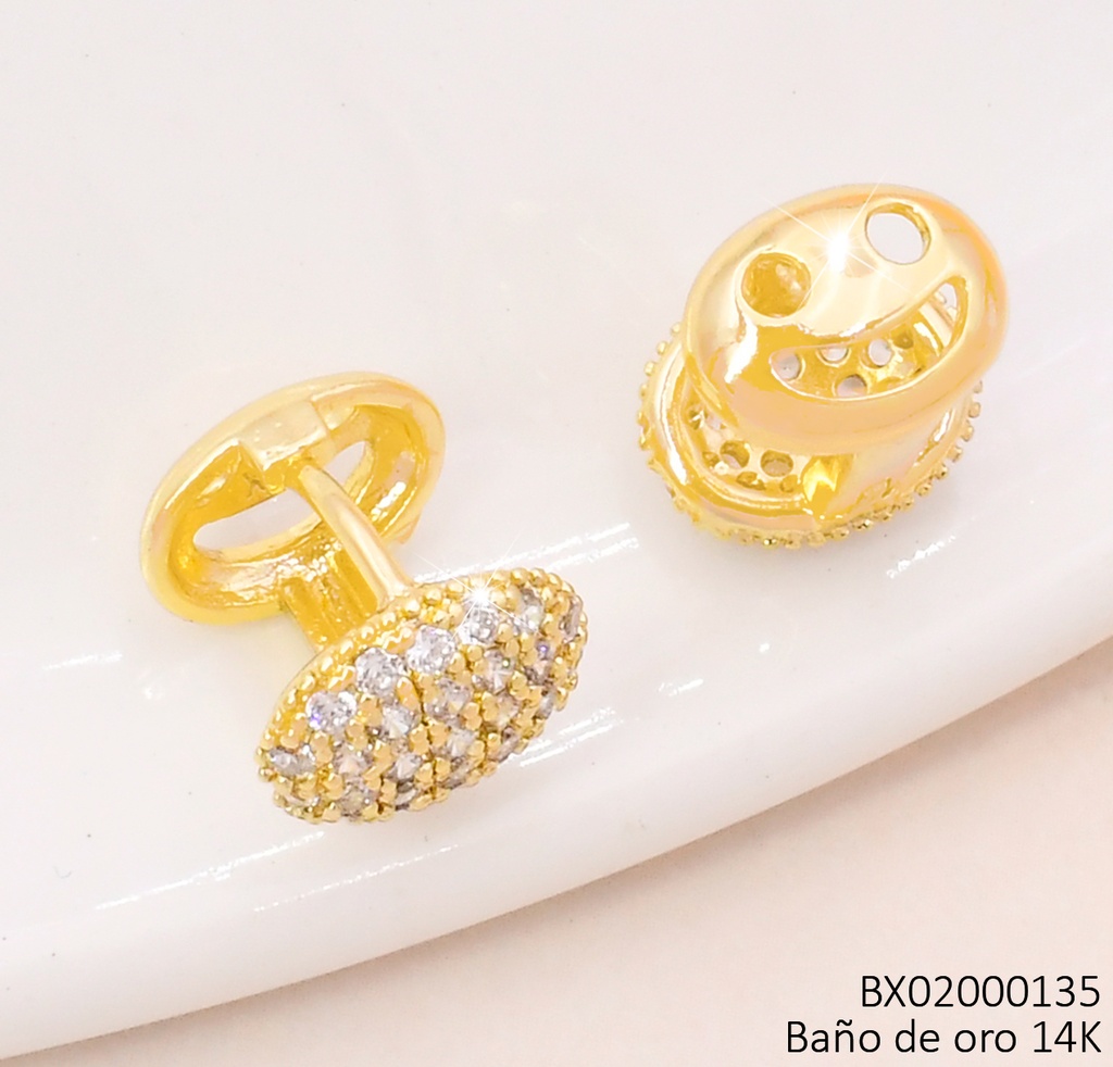 ARETES BAÑO DE ORO 14K. XUPING RD. ZIRC. EE5310-427 012026