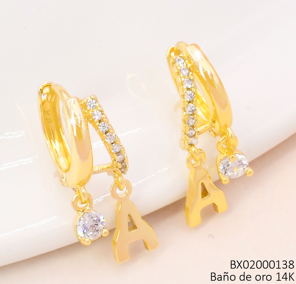 ARETES BAÑO DE ORO 14K. XUPING "A" LINEA ZIRC. EE5313-427 012026