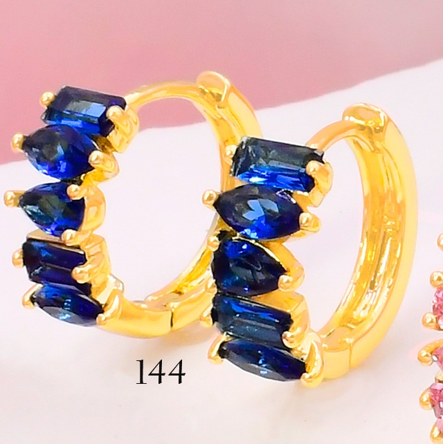 ARETES BAÑO DE ORO 14K. XUPING "C" ZIRC. AZUL EE5319-427 012026