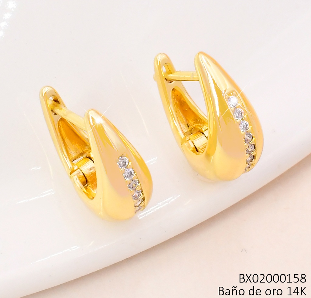 ARETES BAÑO DE ORO 14K. XUPING GOTA ZIRC. EE5334-427 012026