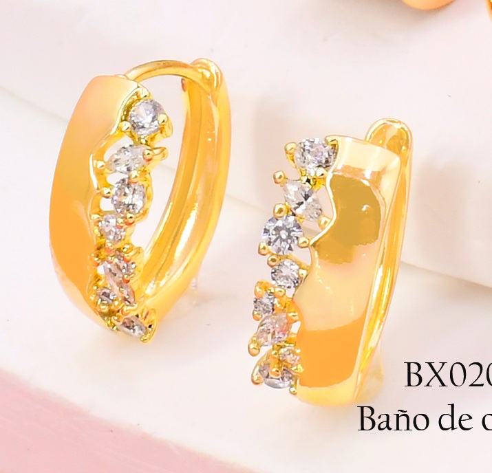 ARETES BAÑO DE ORO 14K. XUPING CORONA ZIRC. EE5335-427 012026