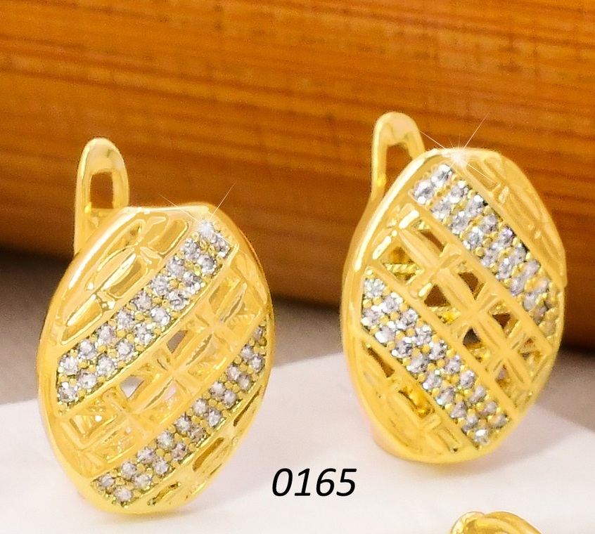 ARETES HUGGIES BAÑO DE ORO 14K. XUPING OV. ZIRC. EE5341-427 012026
