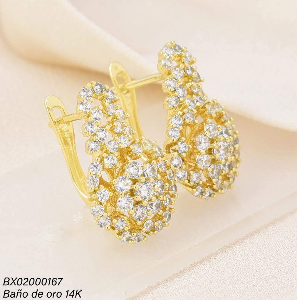 ARETES BAÑO DE ORO 14K. XUPING FLOR ZIRC. EE5343-427 012026