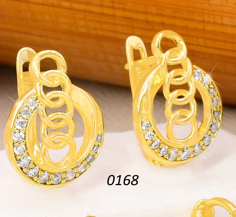 ARETES HUGGIES BAÑO DE ORO 14K. XUPING CIRCULO ZIRC. EE5344-427 012026