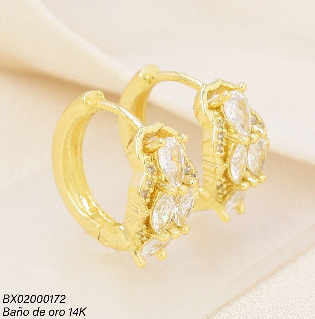 ARETES BAÑO DE ORO 14K. XUPING HUGGIES  OV. ZIRC. EE5348-427 012026