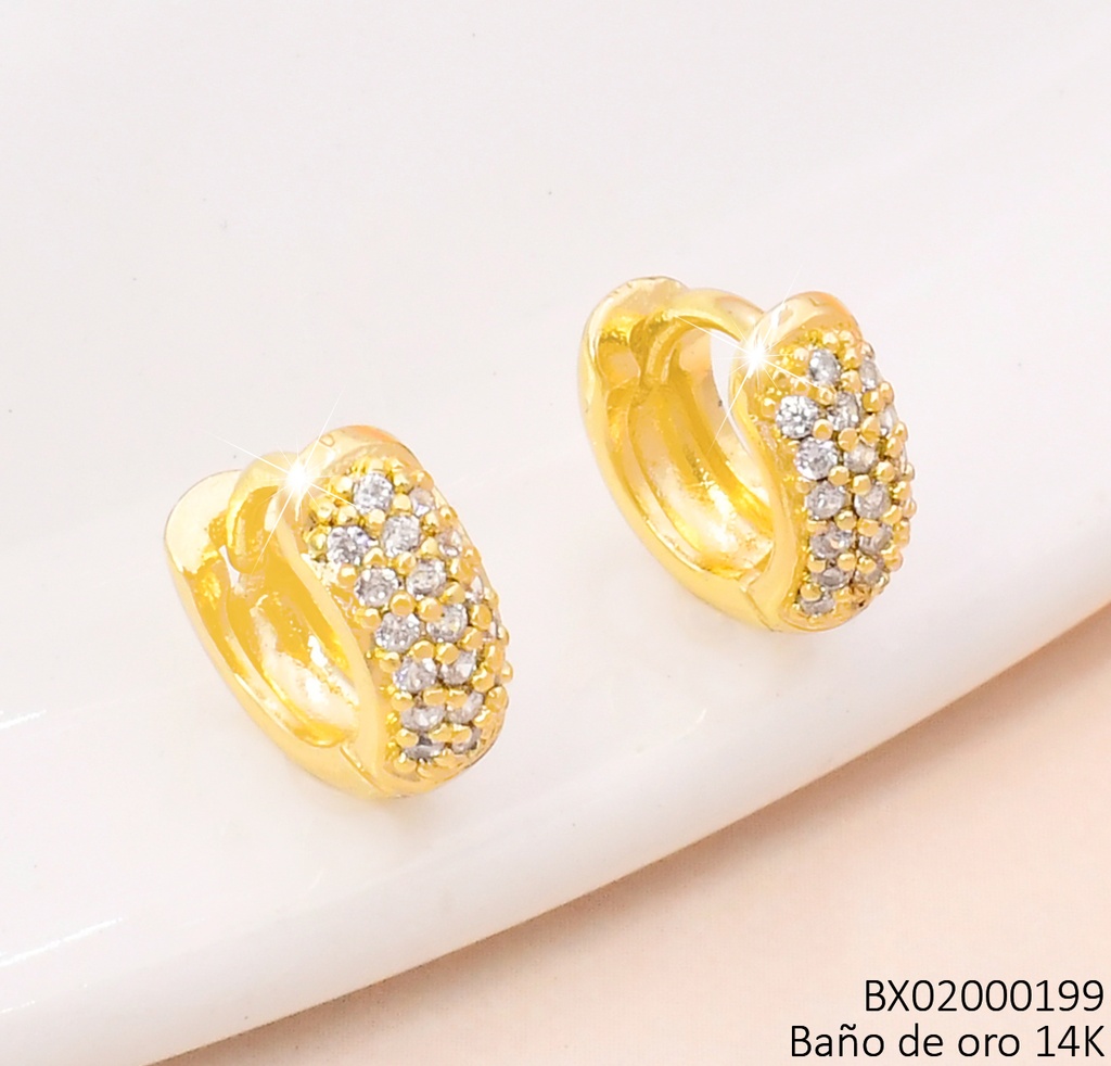 ARETES BAÑO DE ORO 14K. XUPING "C" LINEA ZIRC. EE5377-428 012026