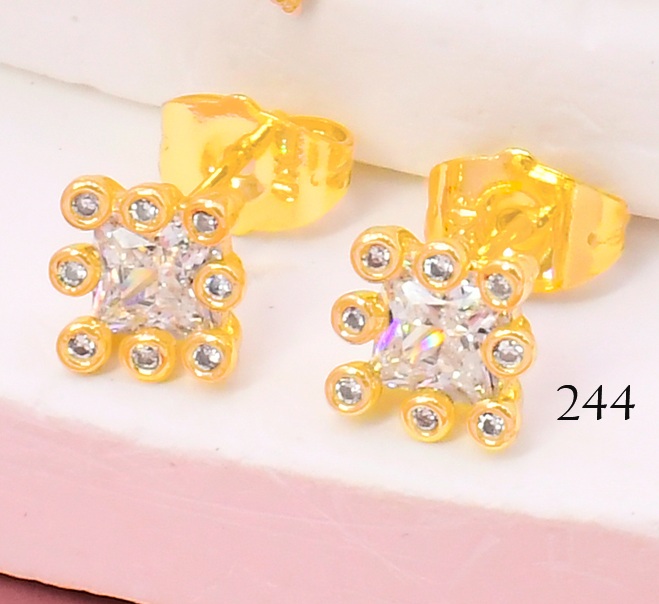 ARETES BAÑO DE ORO 14K. XUPING CUADRO ZIRC. EE5432-428 012026