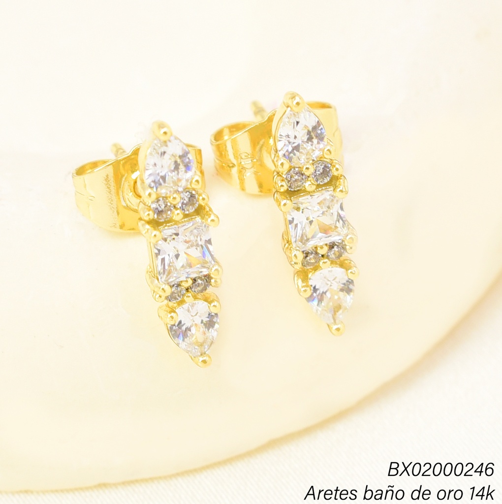 ARETES BAÑO DE ORO 14K. XUPING HOJA ZIRC. EE5434-428 012026