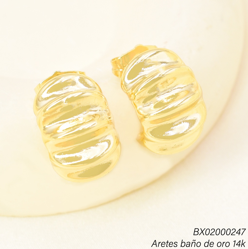 ARETES BAÑO DE ORO 14K. XUPING C LINEAS EE5436-428 012026
