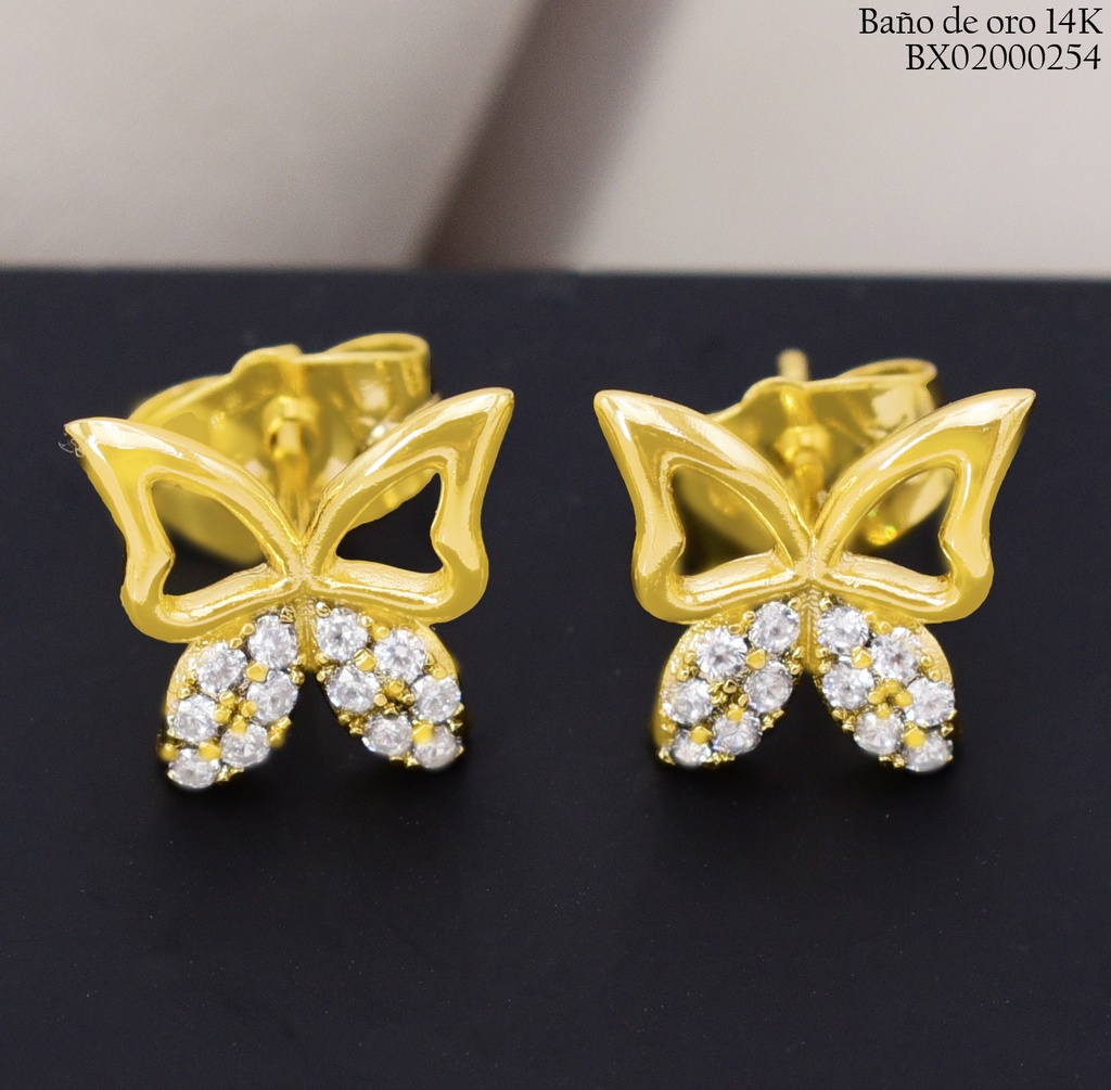ARETES BAÑO DE ORO 14K. XUPING MARIPOSA EE5444-428 012026