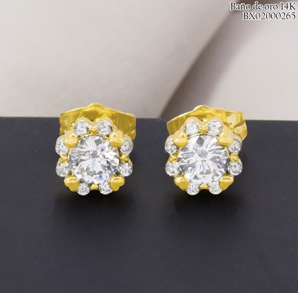 ARETES BAÑO DE ORO 14K. XUPING FLOR ZIRC. EE5457-428 012026