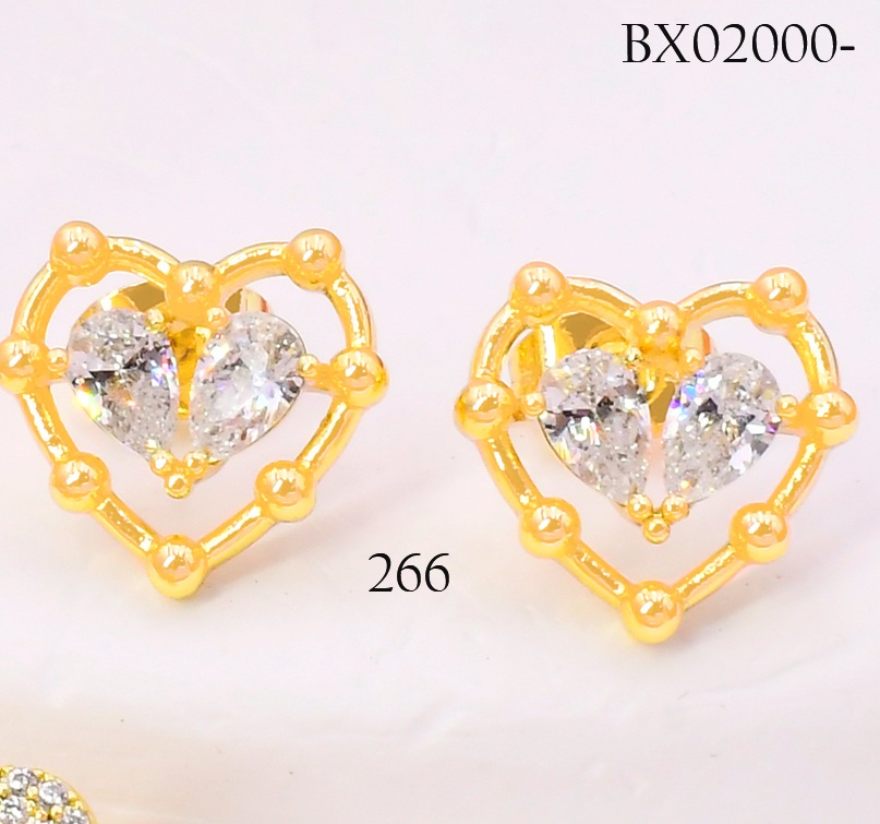 ARETES HUGGIES BAÑO DE ORO 14K. XUPING CORAZON ZIRC. EE5458-428 012026