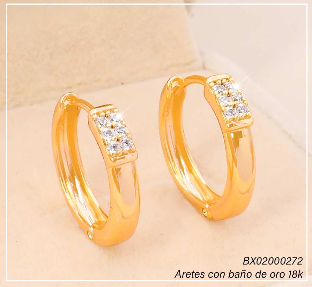 ARETES HUGGIES BAÑO DE ORO 18K. XUPING "C" LINEA ZIRC. EE5463-428 012026