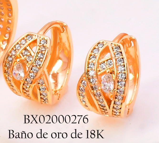 ARETES BAÑO DE ORO 18K. XUPING "C" ZIRC. ENTRE EE5465-428 012026