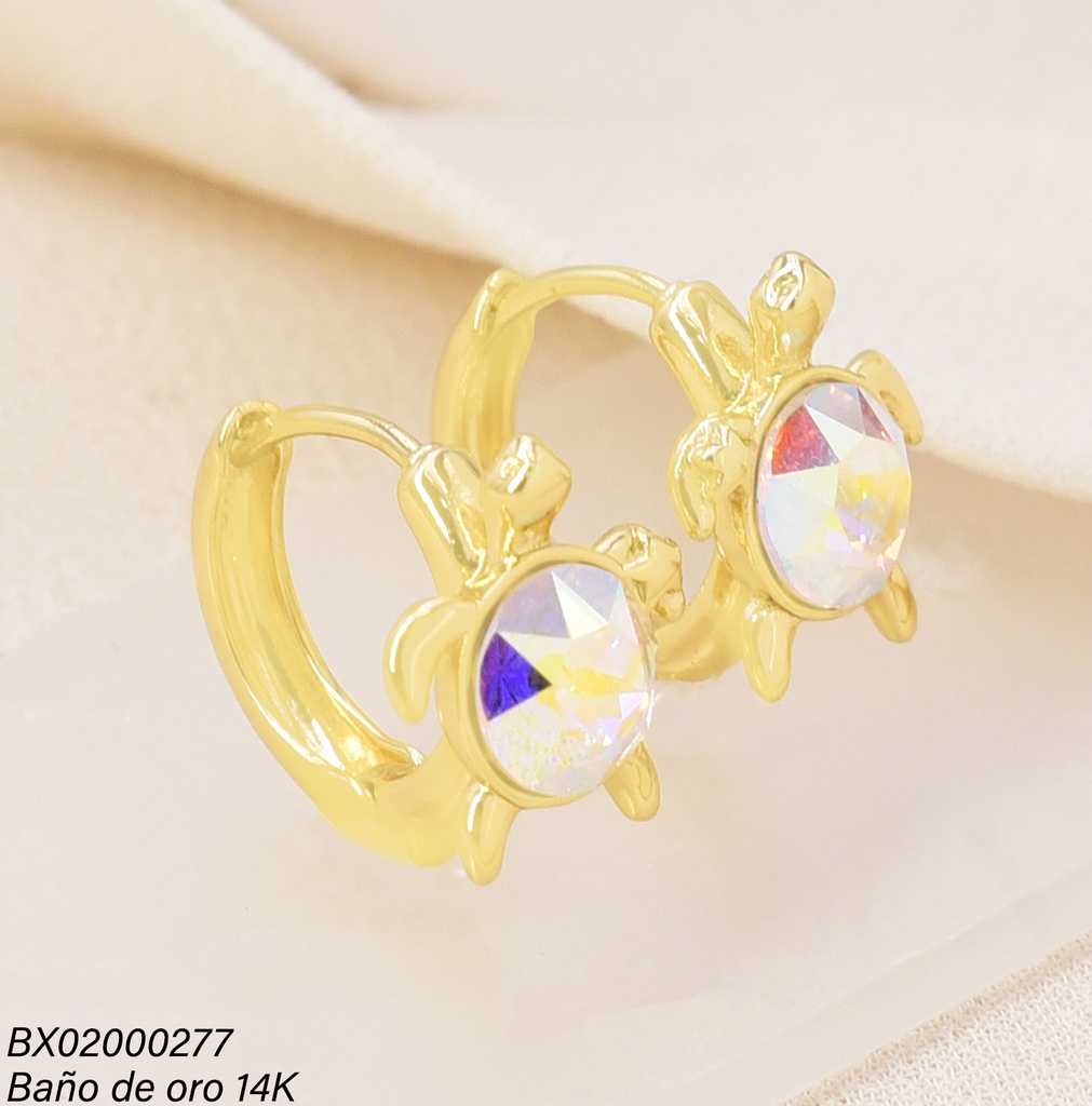 ARETES BAÑO DE ORO 14K. XUPING TORTUGA ZIRC. TORNASOL EE5466-427 012026