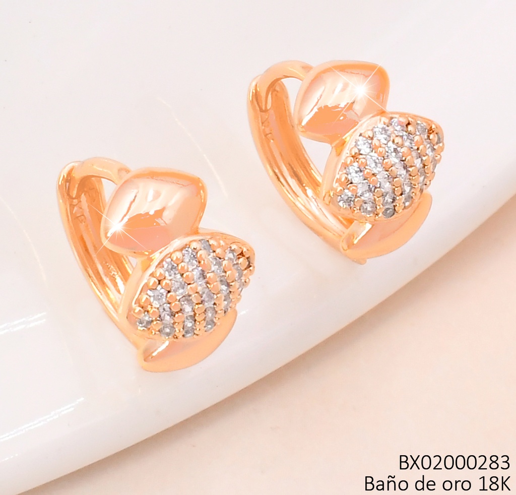 ARETES BAÑO DE ORO 18K. XUPING "C" OV. ZIRC. EE5469-428 012026