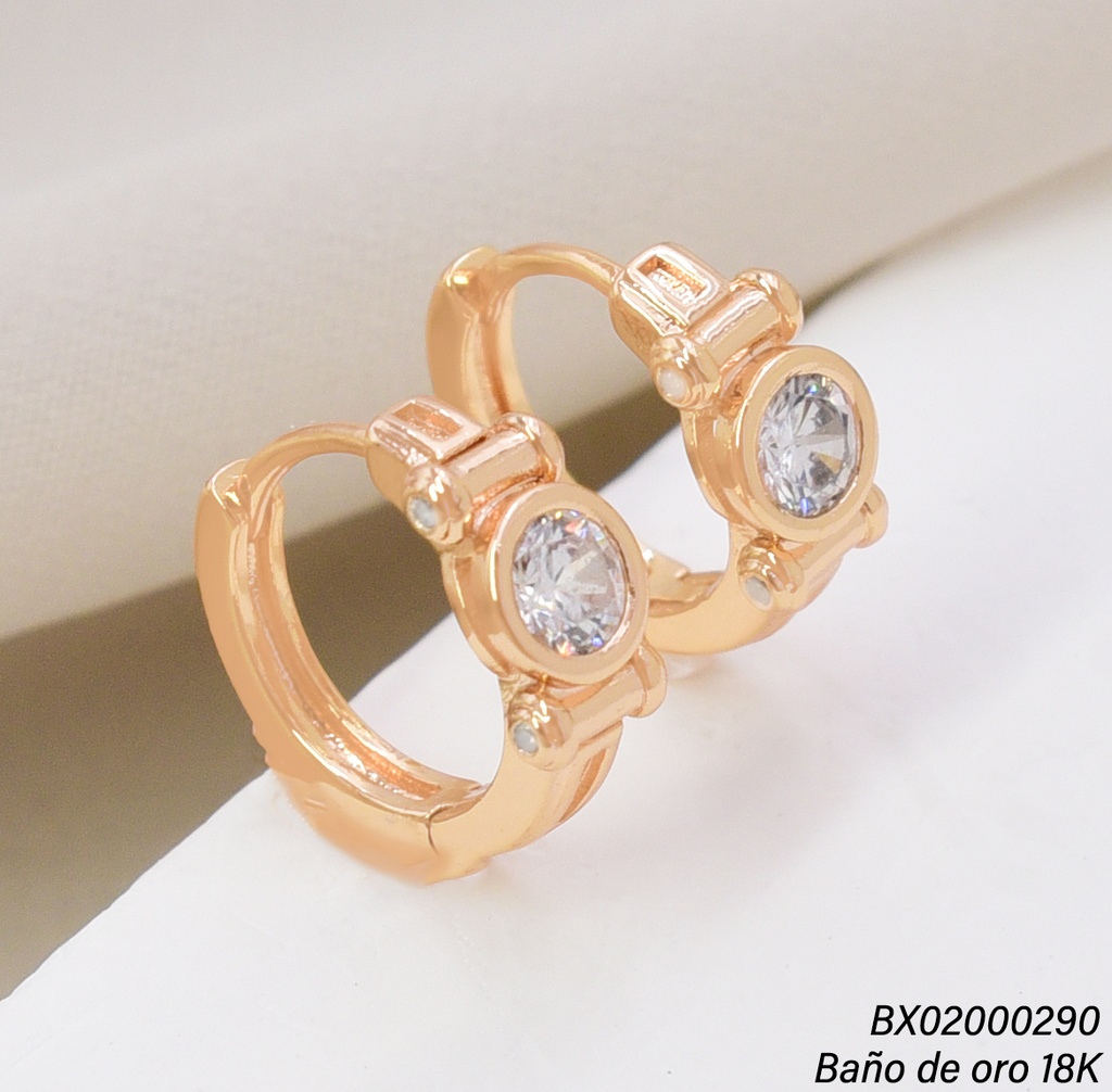 ARETES BAÑO DE ORO 18K. XUPING "C" LAZO ZIRC. EE5476-428 012026