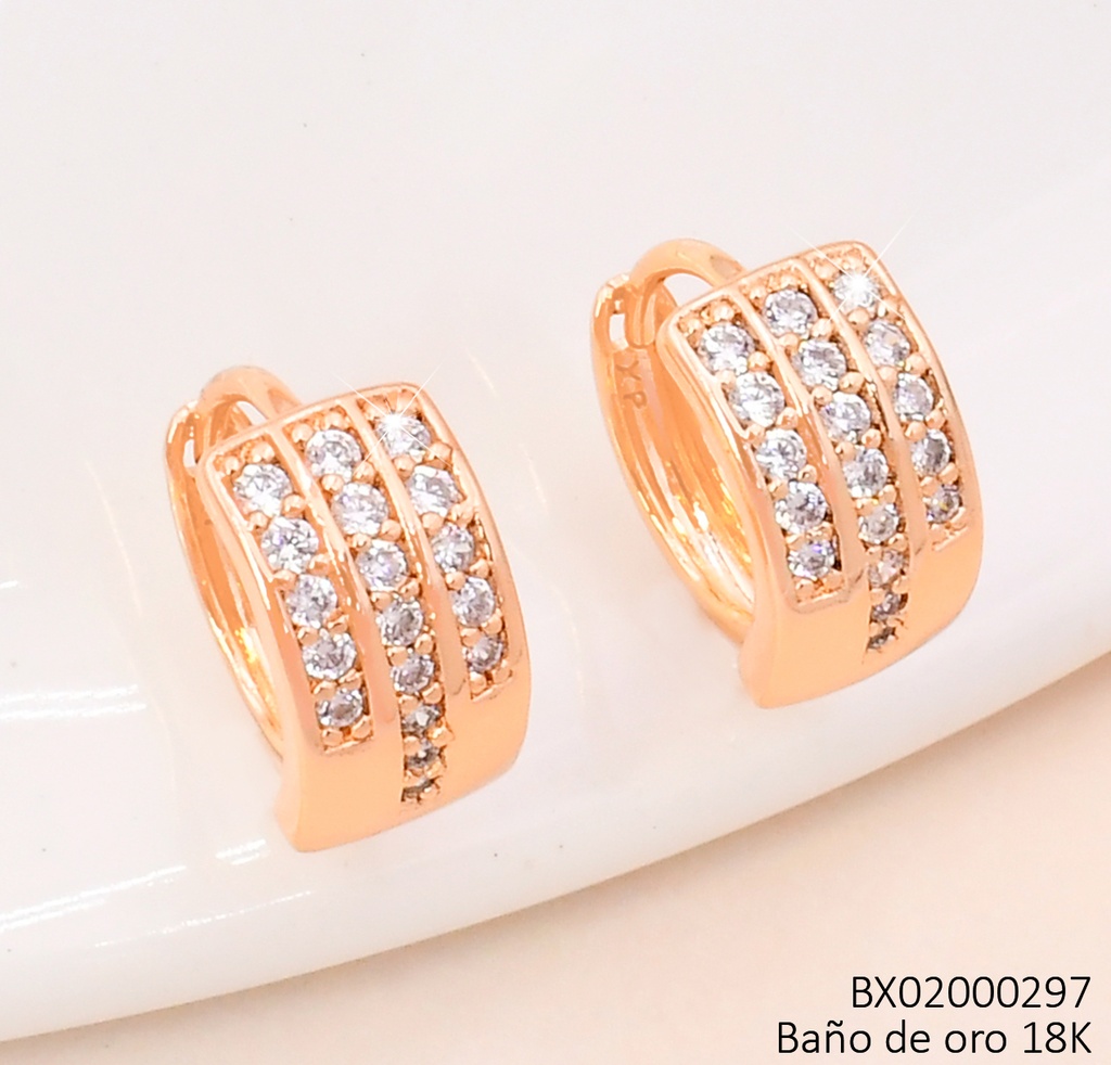 ARETES BAÑO DE ORO 18K. XUPING "C" ZIRC. EE5481-428 012026