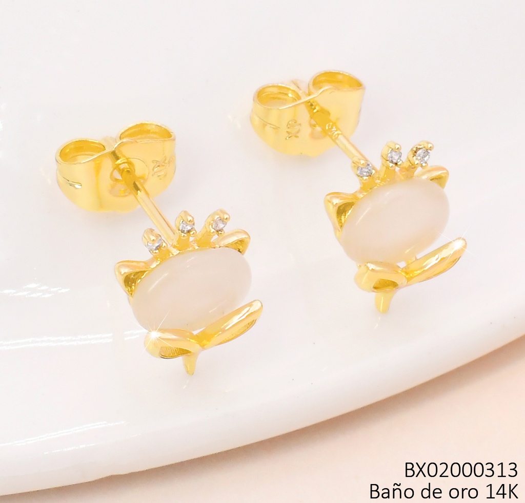 ARETES BAÑO DE ORO 14K. XUPING ZORRO ZIRC. EE5492-427 012026