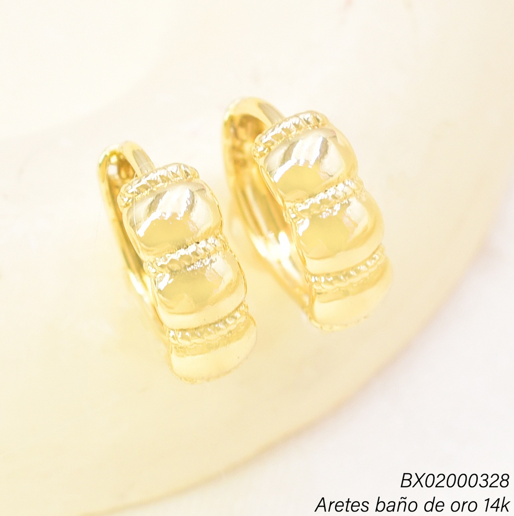 ARETES BAÑO DE ORO 14K. XUPING "C" OV.HORIZ. EE5507-428 012026